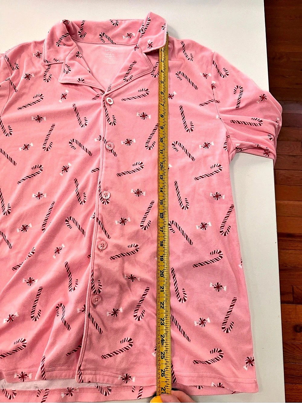 Carter’s Adult M Pink Candy Cane Peppermint Christmas Pajama Set Button Front - Picture 9 of 12